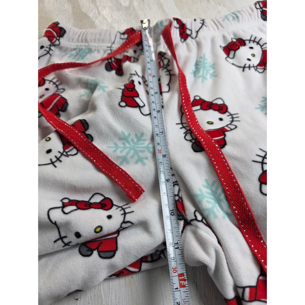 Hello Kitty Sanrio Christmas Pajama Pants Fleece Joggers White Small Y2K Holiday - Picture 4 of 5